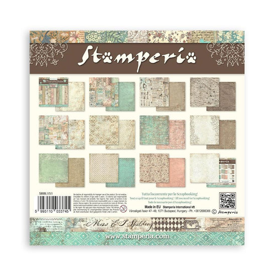 Stamperia Maxi Backgrounds Double-Sided Paper Pad 12"X12" Brocante Antiques