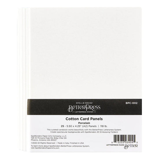 Spellbinders PORCELAIN BETTERPRESS A2 COTTON CARD PANELS - 25 PACK