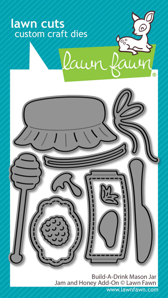 Lawn Fawn build-a-drink mason jar jam and honey add-on die