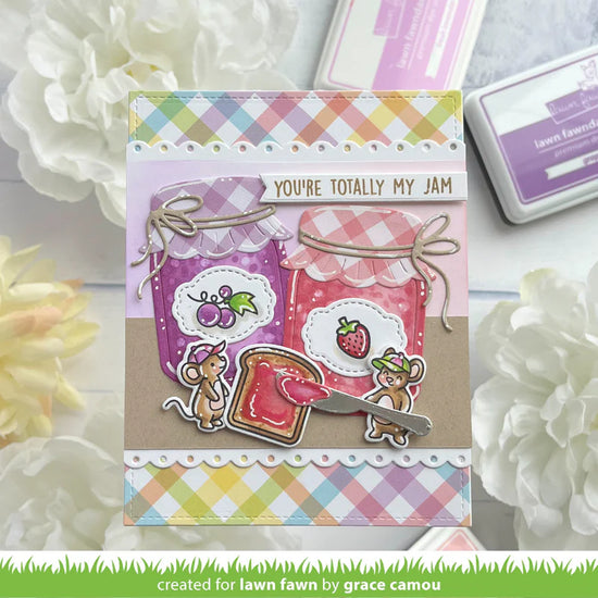 Lawn Fawn build-a-drink mason jar jam and honey add-on die