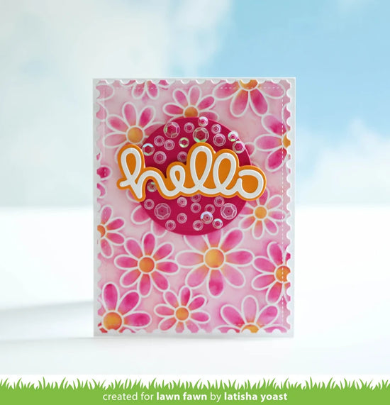Lawn Fawn daisy bloom outline background stencil