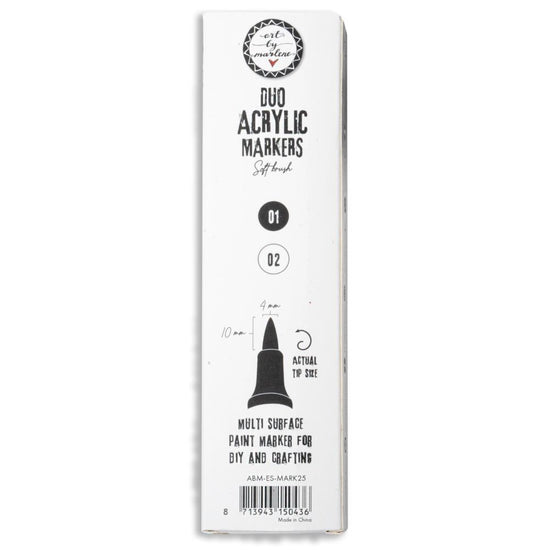 Studio Light Art By Marlene Duo Acrylic Markers 3/Pkg Nr. 25, Black and White