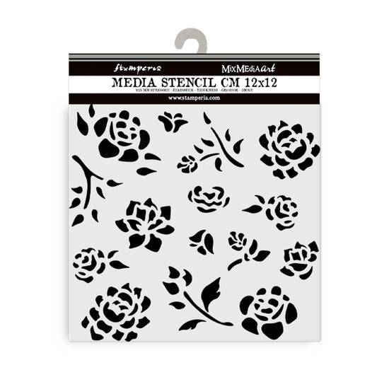 Stamperia Thick stencil cm 12X12 - Timeless Buds Pattern