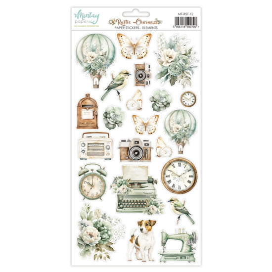 6 X 12 PAPER Mintay STICKERS - RUSTIC CHARMS - ELEMENTS