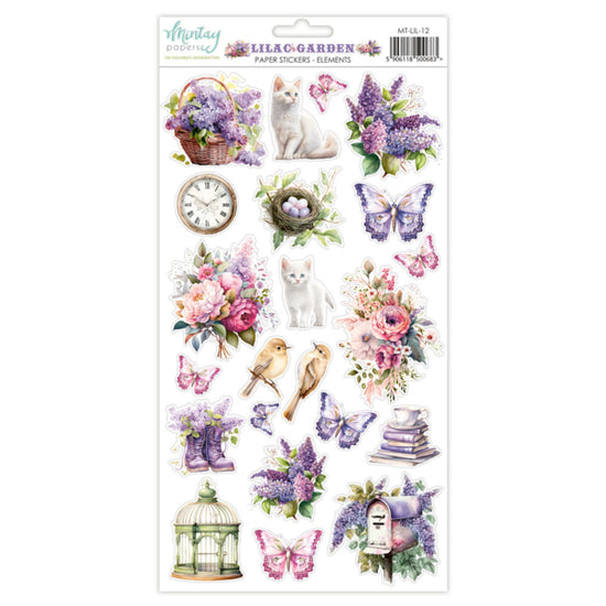 6 X 12 PAPER Mintay STICKERS - Lilac Garden - ELEMENTS