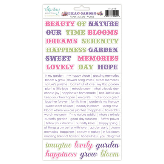 Mintay 6 X 12 PAPER STICKERS - Lilac Garden - WORDS