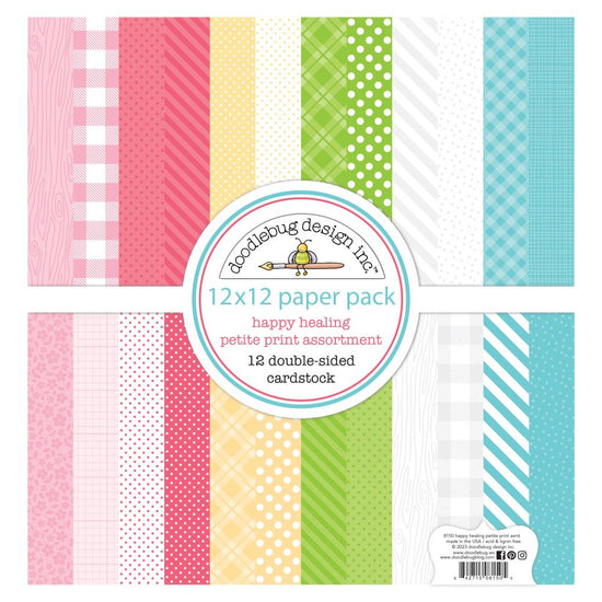 Doodlebug Petite Prints Double-Sided Cardstock 12"X12" Happy Healing