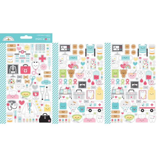 Doodlebug Mini Cardstock Stickers Icons Happy Healing