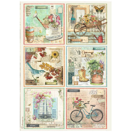 Stamperia Rice Paper Sheet A4 Garden 6 cards