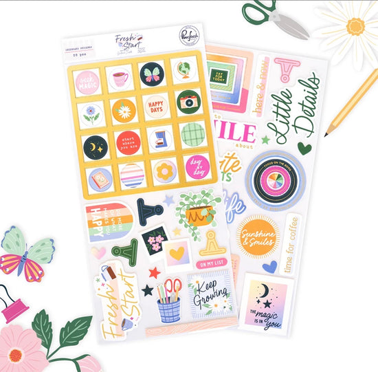 Pinkfresh Fresh Start: Chipboard Stickers
