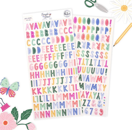 Pinkfresh Fresh Start: Puffy Alpha Stickers