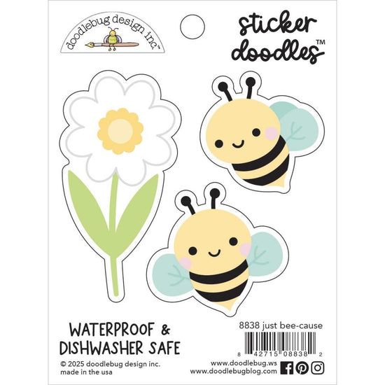 Doodlebug Water Bottle Sticker Doodles Just Bee-cause, Bee Happy