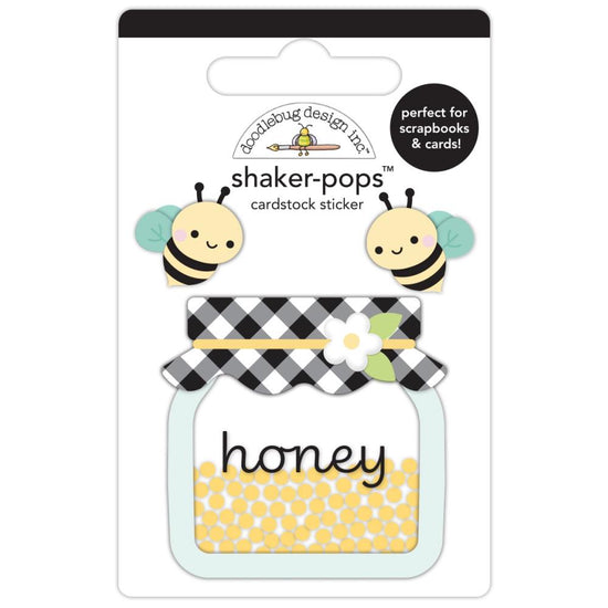 Doodlebug Shaker-Pops 3D Sticker Honey Bees Bee Happy