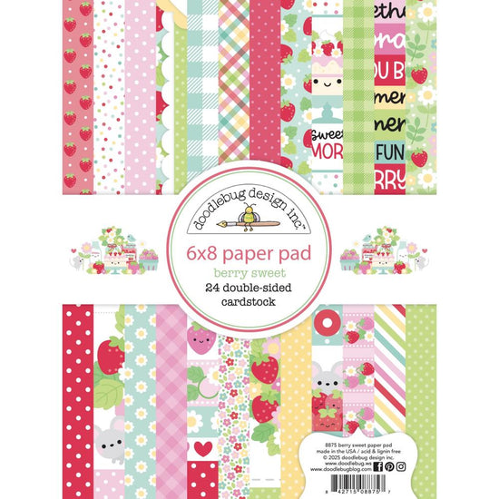 Doodlebug Double-Sided Paper Pad 6"X8" Berry Sweet