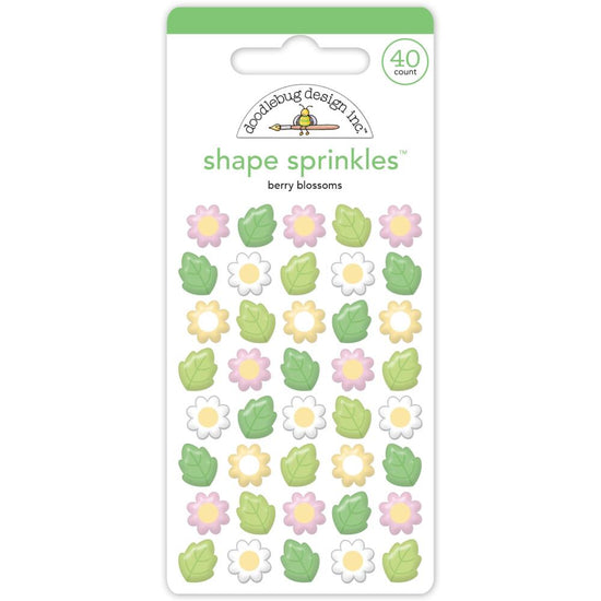 Doodlebug Sprinkles Adhesive Enamel Shapes Berry Blossoms, Berry Sweet