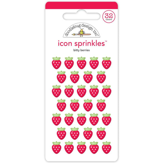 Doodlebug Sprinkles Adhesive Enamel Shapes Bitty Berries, Berry Sweet