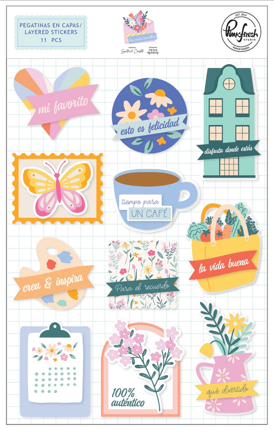 Pinkfresh Las cosas sencillas: Layered Stickers