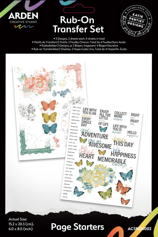 Arden Creative Studio Page Starters 6 in x 8 in Rub-On Transfer Set