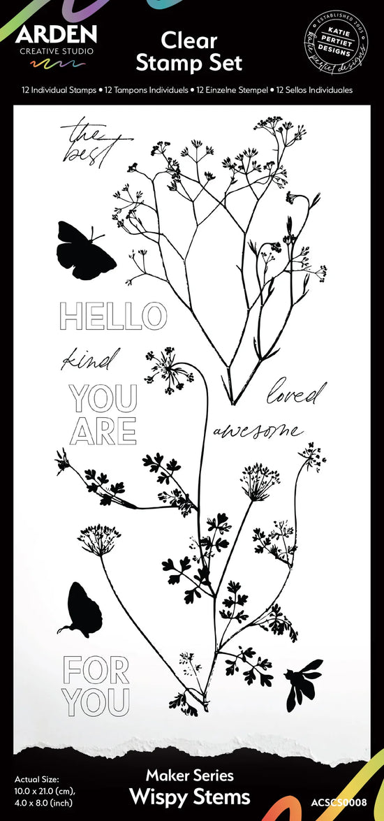 Arden Creative Studio Maker Series Wispy Stems 4 in x 8 in Clear Stamp Set