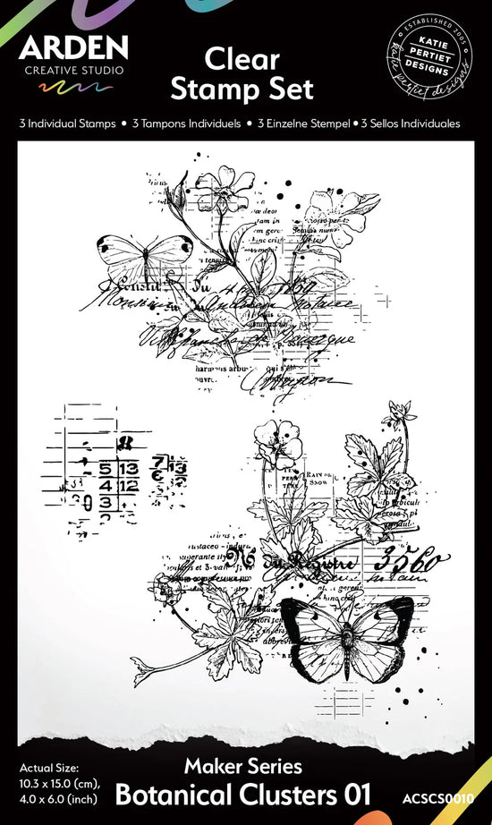Arden Creative Studio Maker Series Botanical Clusters 01 4 in x 6 in Clear Stamp Set