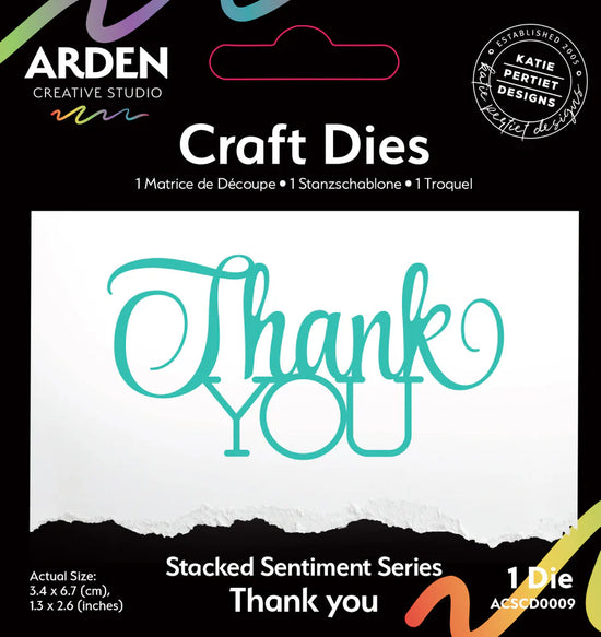 Arden Creative Studio Sentiment Series Stacked Thank You Craft Die