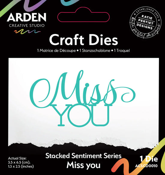 Arden Creative Studio Sentiment Series Stacked Miss You Craft Die