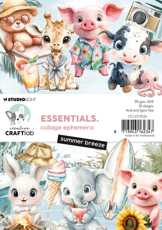 Studio Light Collage Ephemera Summer Breeze Essentials 18 Pieces