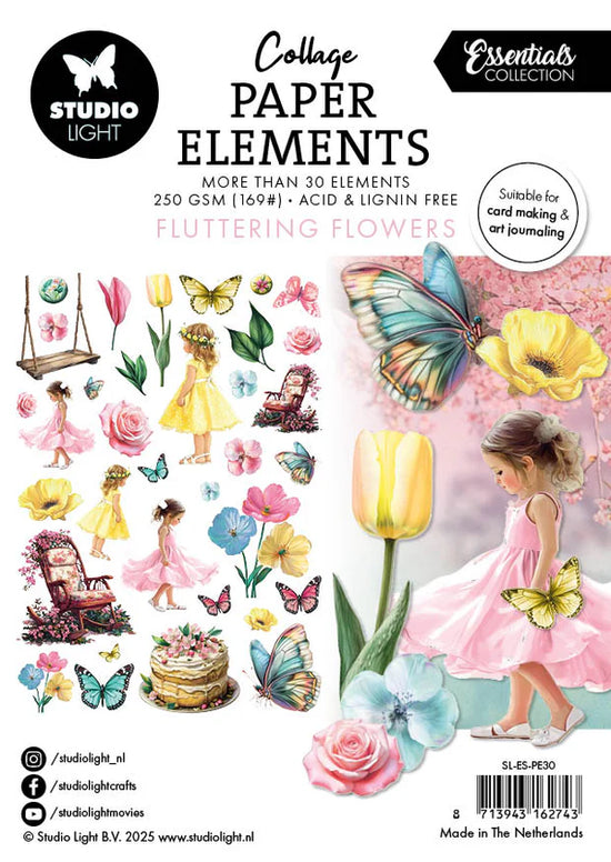 Studio Light Paper Elements Fluttering Flowers Essentials 35 Pieces