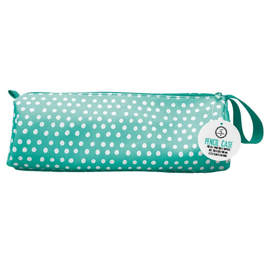 Art By Marlene Signature Collection Pencil Case Nr. 03, Turquoise With White Dots