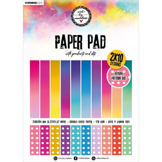 Art By Marlene Essentials Paper Pad 8.25"X11.5" 20/Pkg Nr. 160, Gradients And Dots