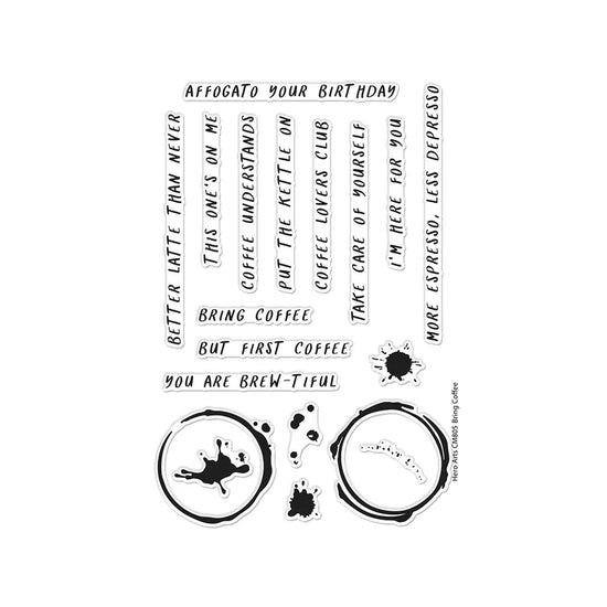 HERO ARTS BRING COFFEE CLEAR STAMP SET