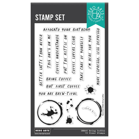 HERO ARTS BRING COFFEE CLEAR STAMP SET