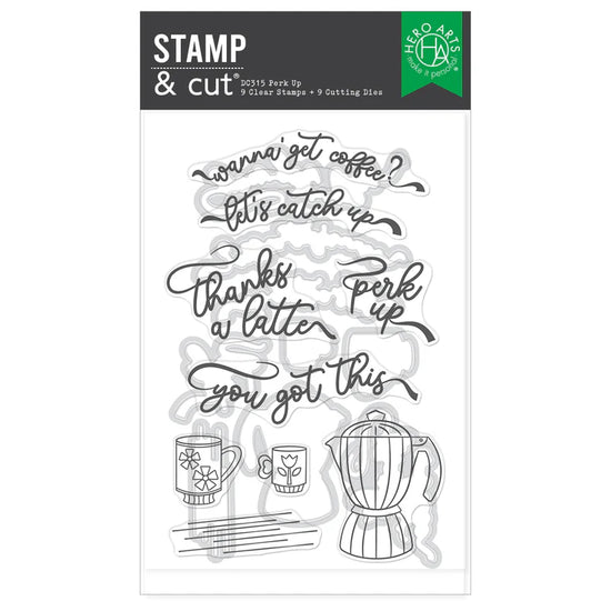 HERO ARTS PERK UP STAMP & CUT SET