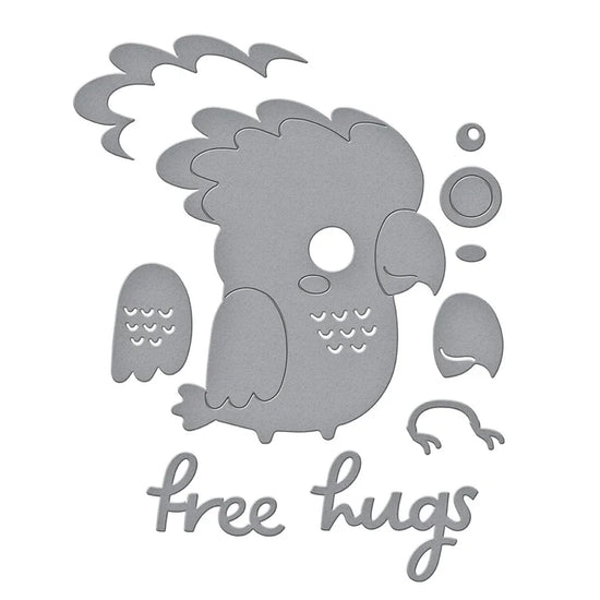 Spellbinders FREE HUGS OSCAR ETCHED DIES FROM THE CHEERFUL CHIRPS COLLECTION