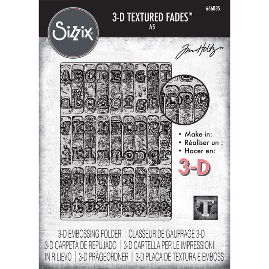 Sizzix 3D Texture Fades Embossing Folder A5 by Tim Holtz Typewriter