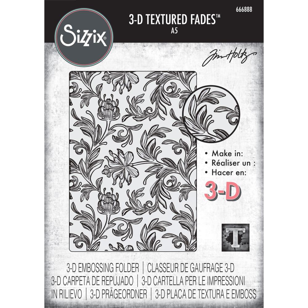 Sizzix 3D Texture Fades Embossing Folder A5 by Tim Holtz Botanical ...