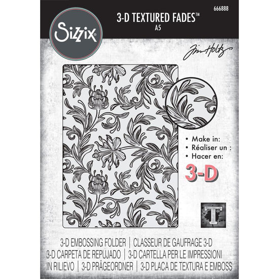 Sizzix 3D Texture Fades Embossing Folder A5 by Tim Holtz Botanical