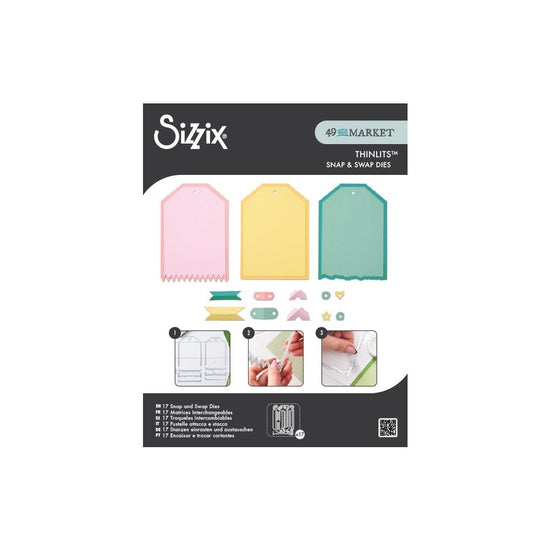 Sizzix Thinlits Set 17/Pkg, Snap and Swap by 49 and Market Large Tags