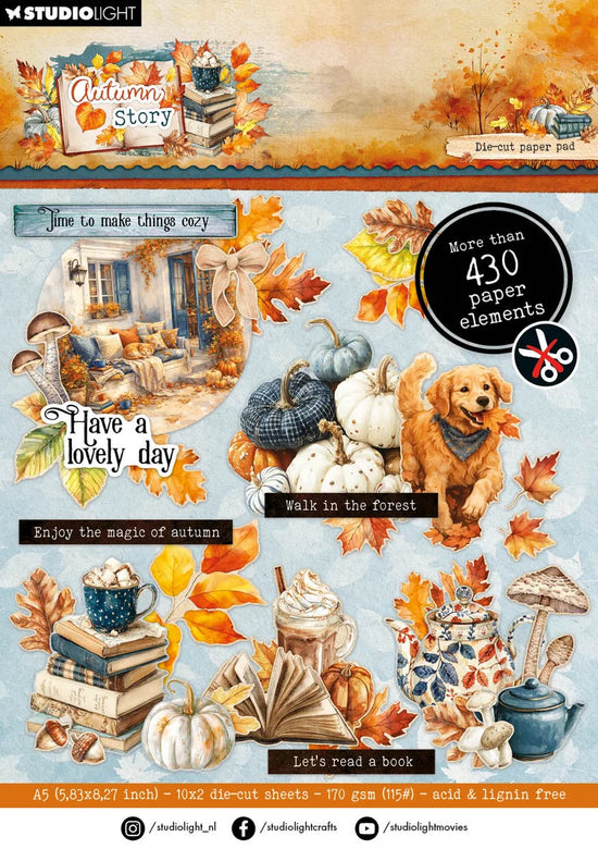 Studio Light Die-Cut Paper Pad Die-Cut Paper Autumn Story 20 Sheets