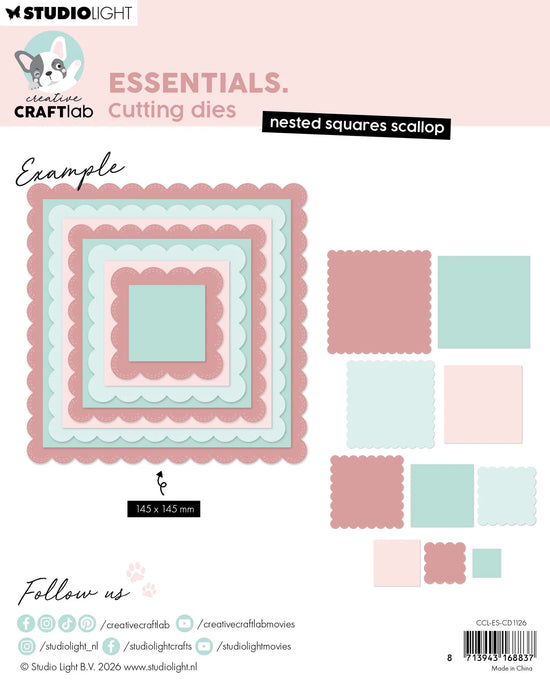 Studio Light Cutting Dies Nested Squares Scallop Essentials 10 Pieces