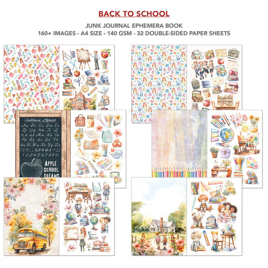 Ciao Bella Back To School Junk Journal & Ephemera Book A4 32/Pkg