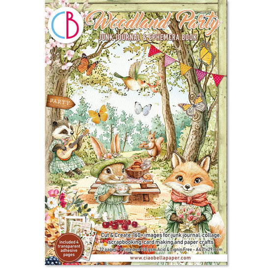 Ciao Bella Woodland Party Junk Journal & Ephemera Book A4 32/Pkg