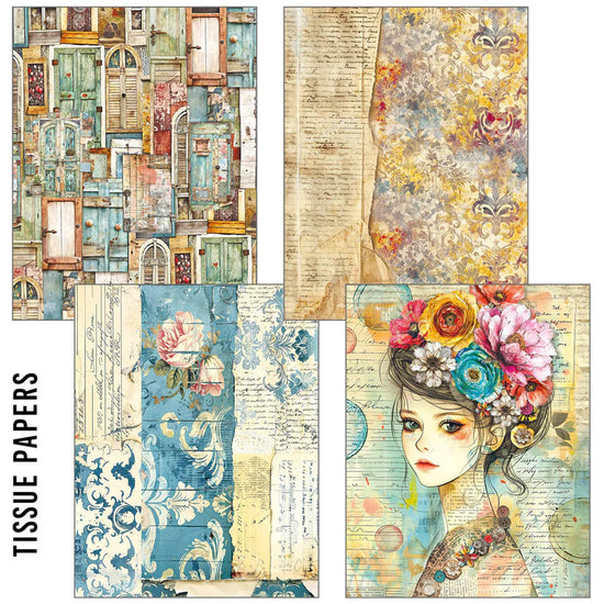 Ciao Bella Craftmix Quintessential Mixed A5 Paper Pack - 8 Sheets (Tissue & Vellum Variety)