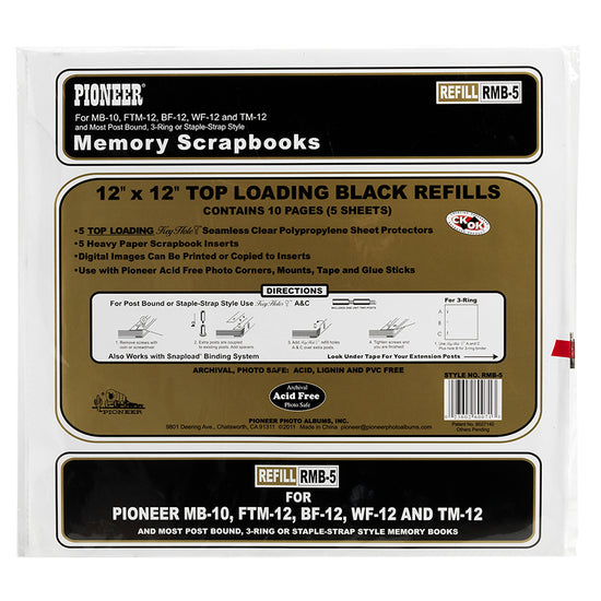 Pionner Scrapbook Album 12”x12” Refill Black