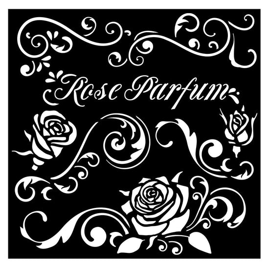 Stamperia Stencil 7"X7" Rose Parfum Borders