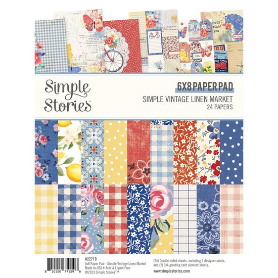 Simple Stories Double-Sided Paper Pad 6"X8" 24/Pkg Simple Vintage Linen Market