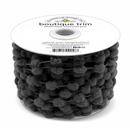 Doodlebug Wired Pom Pom Trim (by yard) Bettle Black