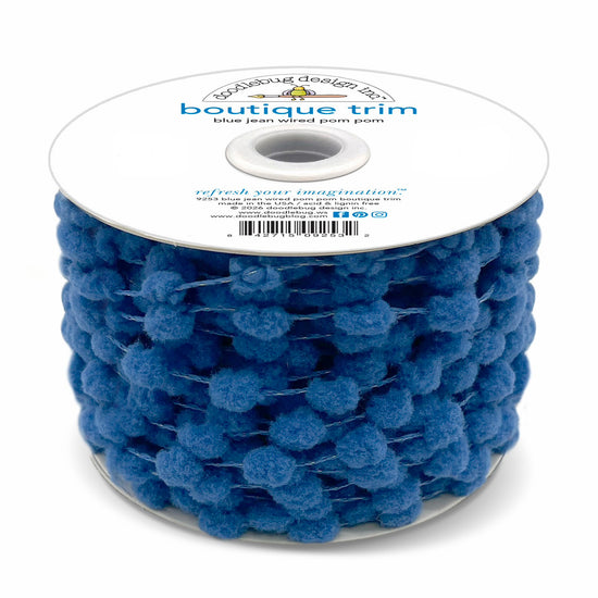 Doodlebug Wired Pom Pom Trim (by yard) Blue Jean