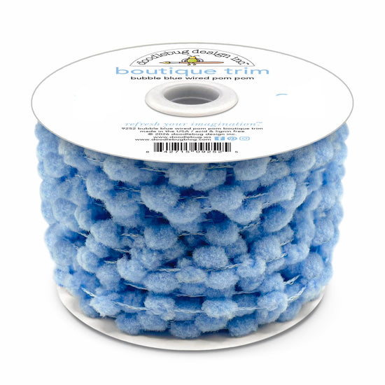 Doodlebug Wired Pom Pom Trim (by yard) Bubble Blue