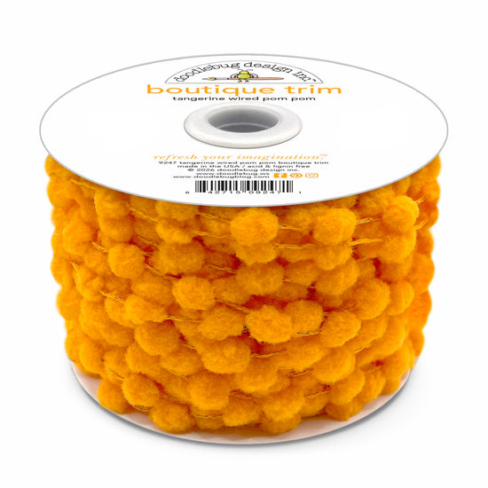 Doodlebug Wired Pom Pom Trim (by yard) Tangerine